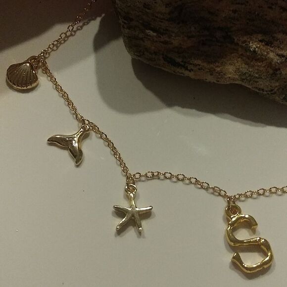 New initial S boho beach charm necklace - Picture 3 of 7